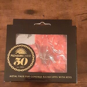 Pleasure Chest Red Faux Fur Handcuffs